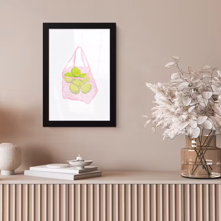 Netzakje - Roze - Illustratie - Limoenen fotolijst zwart zonder passe partout klein -sfeer5
