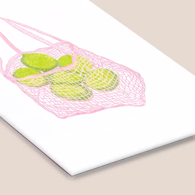 Netzakje - Roze - Illustratie - Limoenen fotolijst zwart zonder passe partout klein -zsfeer6