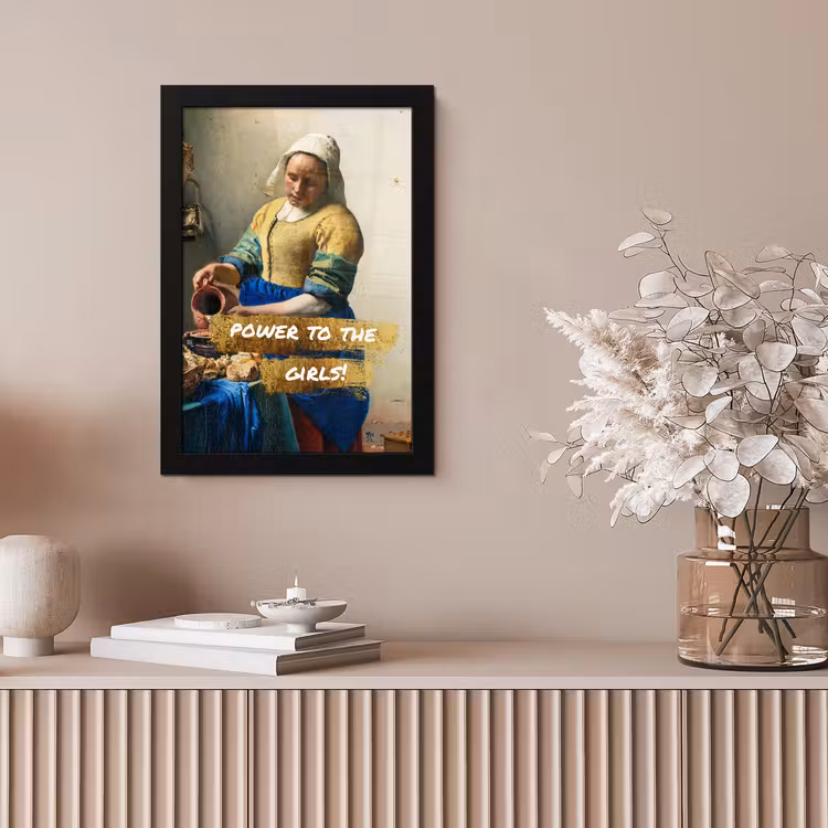 Melkmeisje - Goud - Quotes - Schilderij - Oude meesters fotolijst zwart zonder passe partout klein -sfeer5