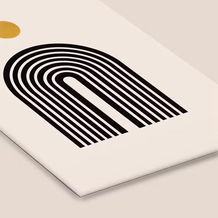 Minimalistisch - Zwarte boog - Gouden cirkel fotolijst zwart zonder passe partout klein -zsfeer6