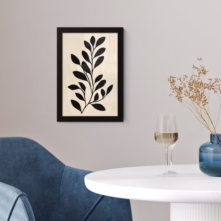 Minimalistisch - Tak - Bladeren - Zwart fotolijst zwart zonder passe partout klein -sfeer4