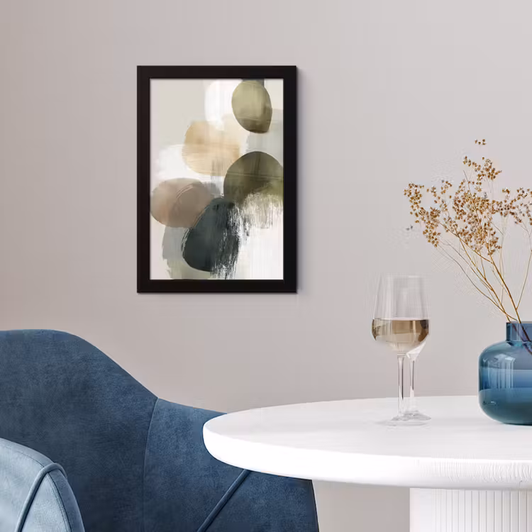 Minimalistisch - Cirkels - Penseelstreken - Beige fotolijst zwart zonder passe partout klein -sfeer4