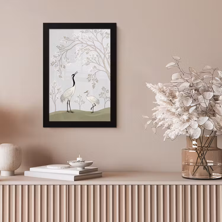 Minimalistisch - Kraanvogels - Blauw fotolijst zwart zonder passe partout klein -sfeer5