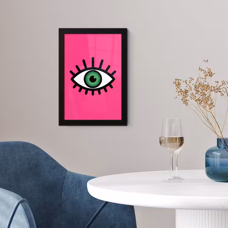 Minimalistisch - Oog - Roze fotolijst zwart zonder passe partout klein -sfeer4