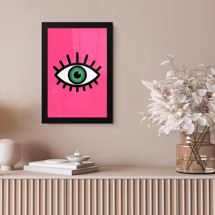 Minimalistisch - Oog - Roze fotolijst zwart zonder passe partout klein -sfeer5