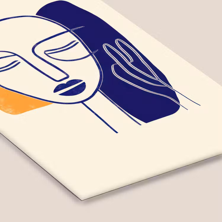 Minimalistisch - Gezicht - Hand - Oranje - Blauw fotolijst zwart zonder passe partout klein -zsfeer6