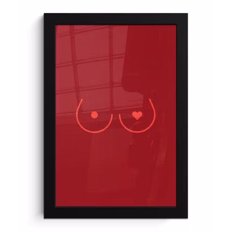 Minimalistisch - Lijnillustratie - Rood fotolijst zwart zonder passe partout klein -3d