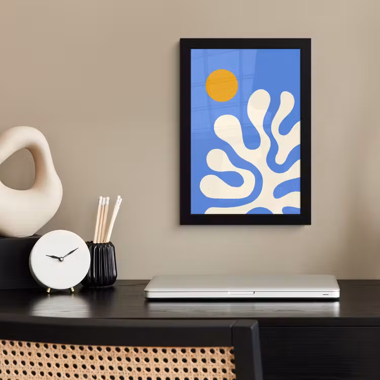 Minimalistisch - Organisch patroon - Blauw fotolijst zwart zonder passe partout klein -sfeer1