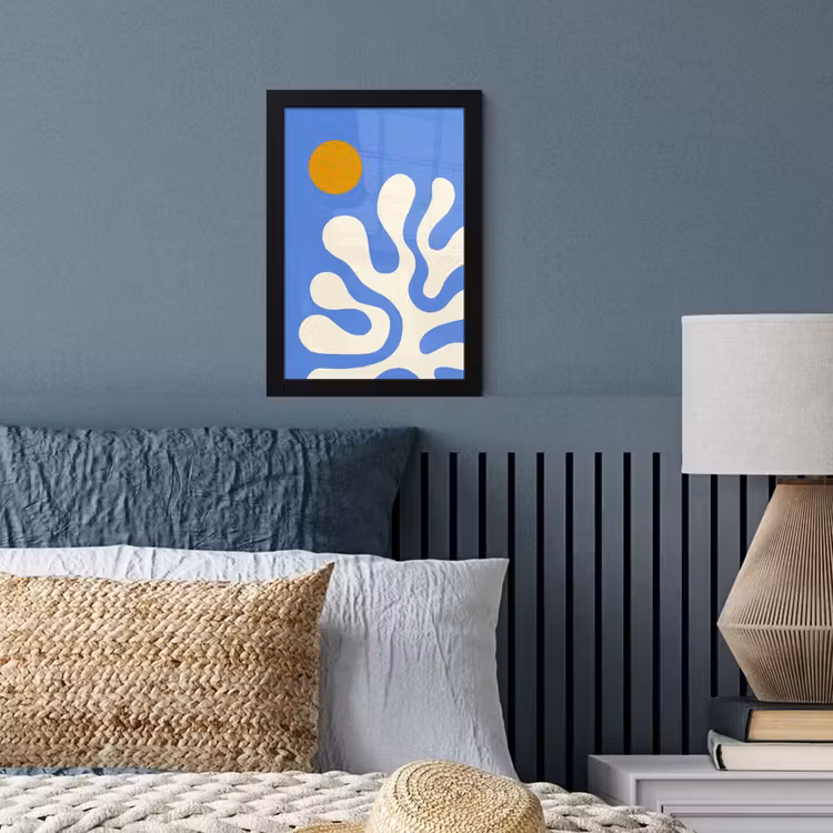 Minimalistisch - Organisch patroon - Blauw fotolijst zwart zonder passe partout klein -sfeer3