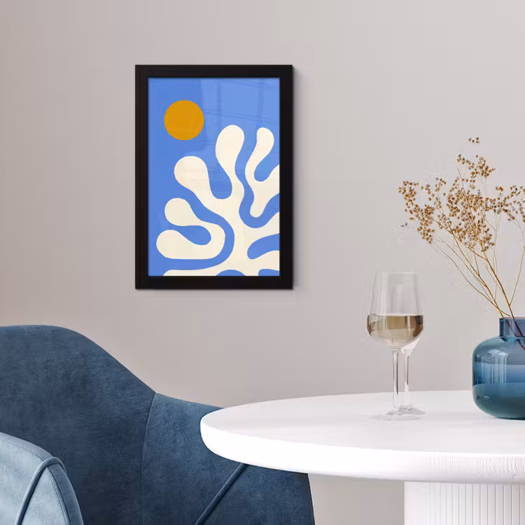 Minimalistisch - Organisch patroon - Blauw fotolijst zwart zonder passe partout klein -sfeer4
