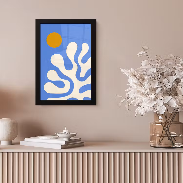 Minimalistisch - Organisch patroon - Blauw fotolijst zwart zonder passe partout klein -sfeer5