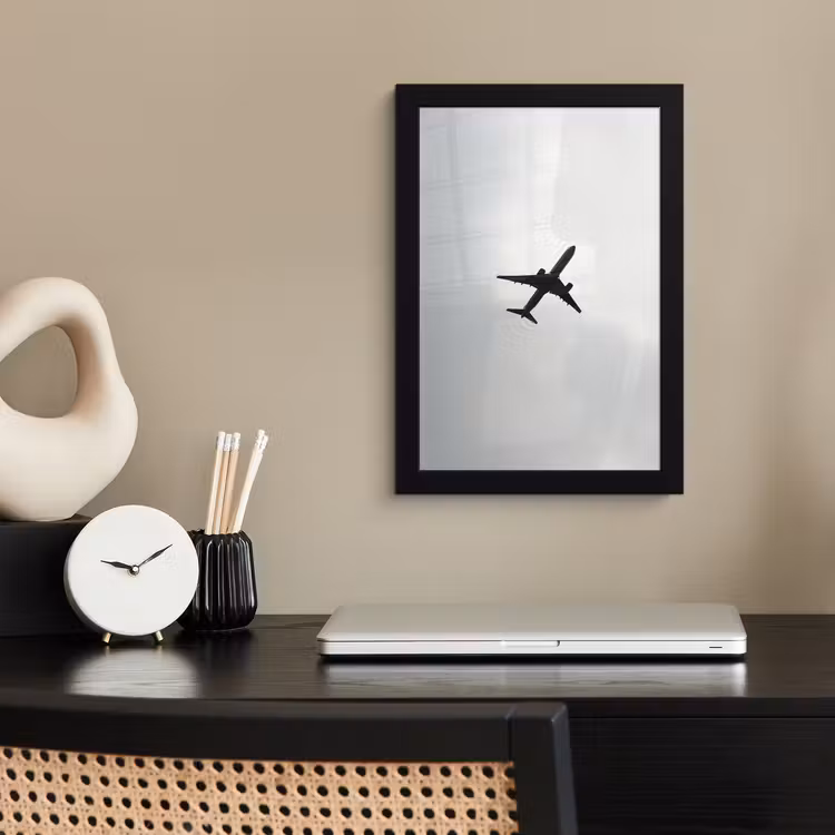Minimalistisch - Silhouet - Zwart - Vliegtuig fotolijst zwart zonder passe partout klein -sfeer1