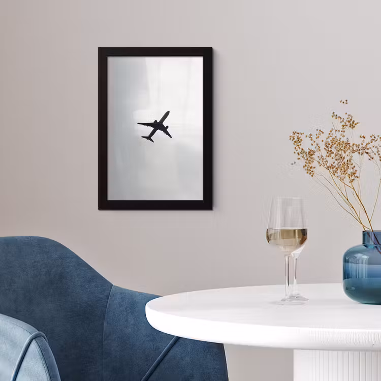 Minimalistisch - Silhouet - Zwart - Vliegtuig fotolijst zwart zonder passe partout klein -sfeer4