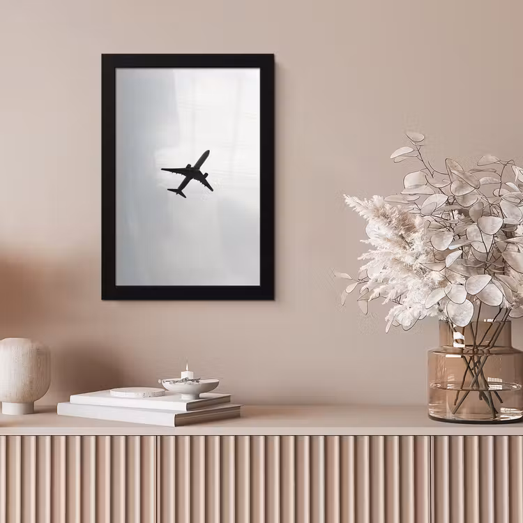 Minimalistisch - Silhouet - Zwart - Vliegtuig fotolijst zwart zonder passe partout klein -sfeer5