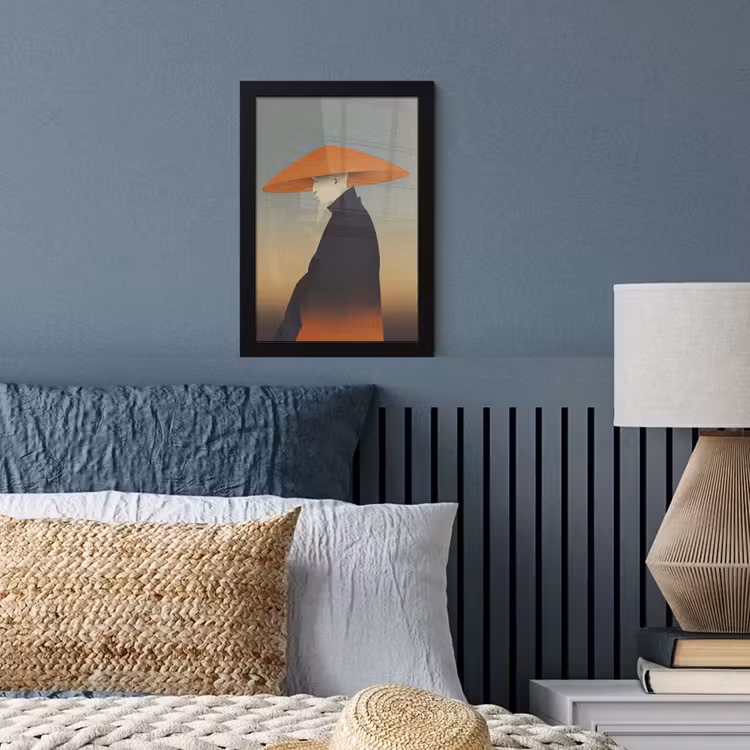 Minimalistisch - Silhouet - Oranje fotolijst zwart zonder passe partout klein -sfeer3