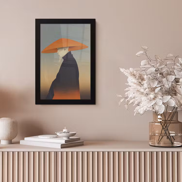 Minimalistisch - Silhouet - Oranje fotolijst zwart zonder passe partout klein -sfeer5