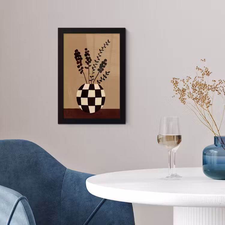 Minimalistisch - Vaas - Bloemen - Bruin fotolijst zwart zonder passe partout klein -sfeer4