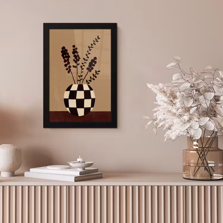 Minimalistisch - Vaas - Bloemen - Bruin fotolijst zwart zonder passe partout klein -sfeer5