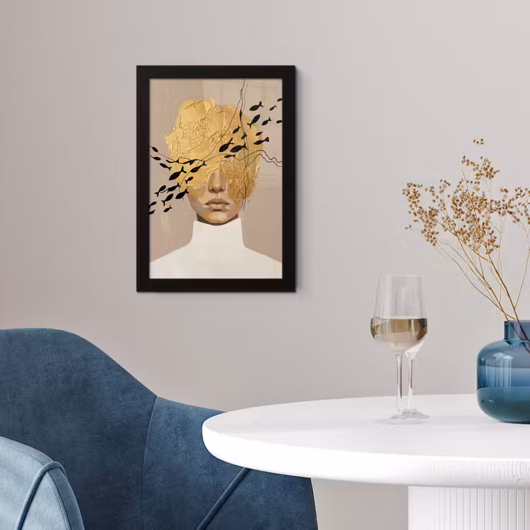 Modern - Vrouw - Goud fotolijst zwart zonder passe partout klein -sfeer4