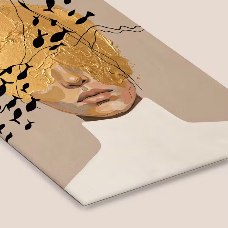 Modern - Vrouw - Goud fotolijst zwart zonder passe partout klein -zsfeer6