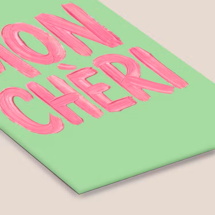 Mon cheri - Groen - Roze fotolijst zwart zonder passe partout klein -zsfeer6