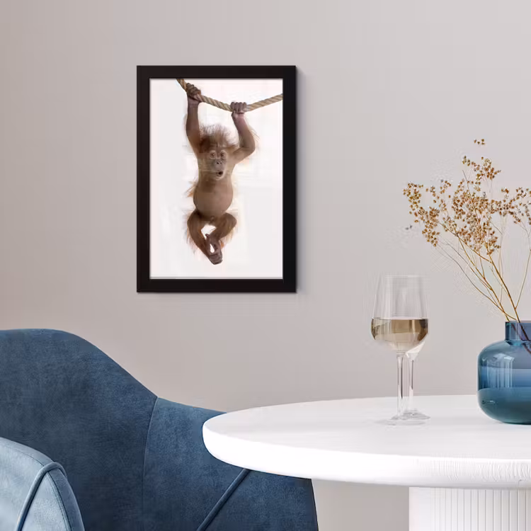 Aap - Dieren - Kinderen - Orang Oetan - Jongetjes - Meisjes fotolijst zwart zonder passe partout klein -sfeer4