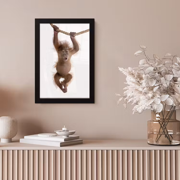 Aap - Dieren - Kinderen - Orang Oetan - Jongetjes - Meisjes fotolijst zwart zonder passe partout klein -sfeer5