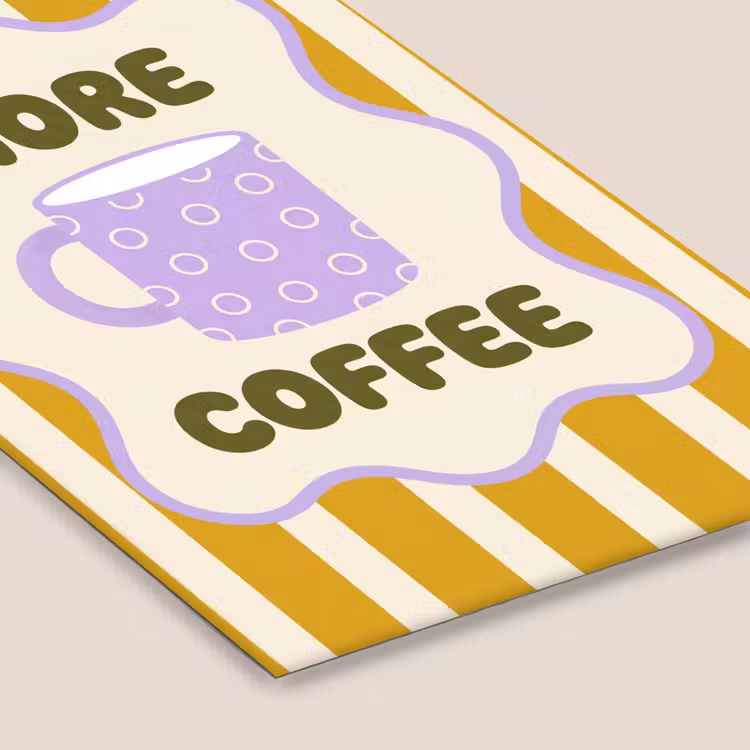 More coffee - Geel - Paars - Strepen - Mok fotolijst zwart zonder passe partout klein -zsfeer6