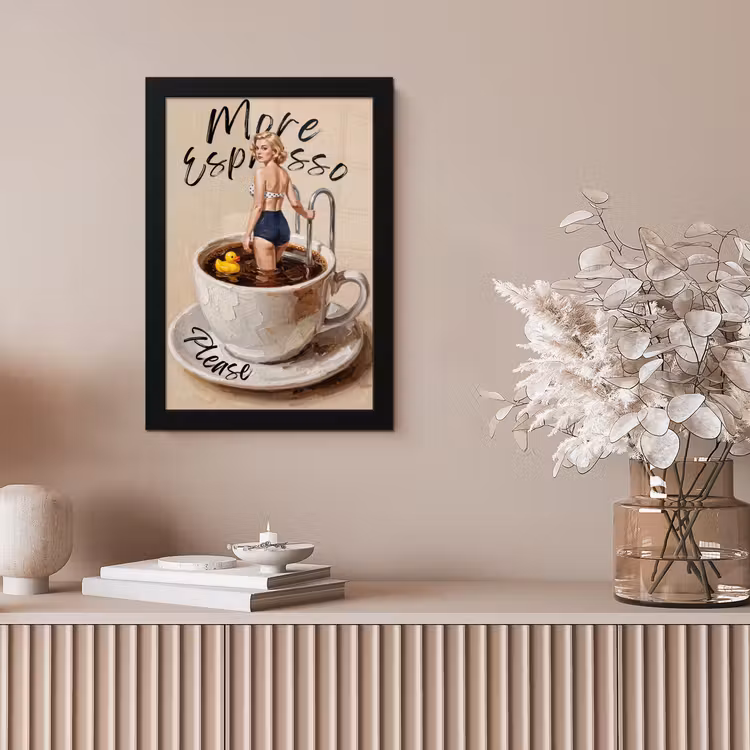 More espresso - Koffie - Eend fotolijst zwart zonder passe partout klein -sfeer5