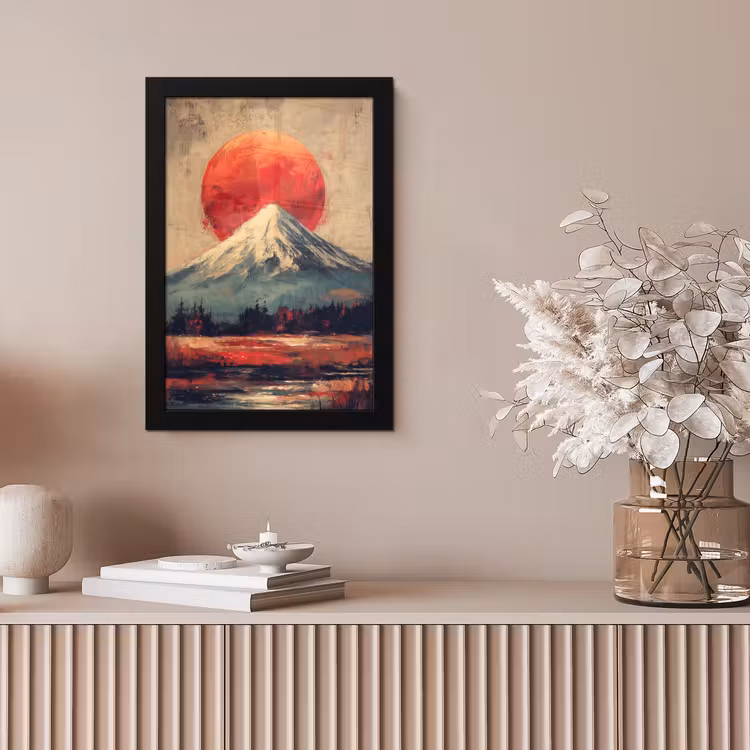 Bergtop - Sneeuw - Zon fotolijst zwart zonder passe partout klein -sfeer5