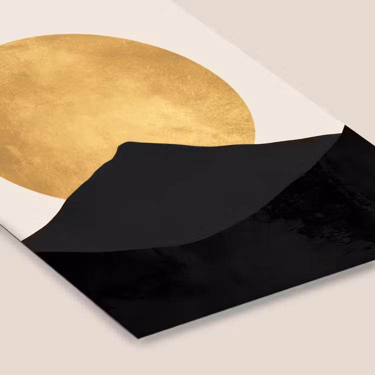 Bergsilhouetten - Gouden cirkel - Beige fotolijst zwart zonder passe partout klein -zsfeer6