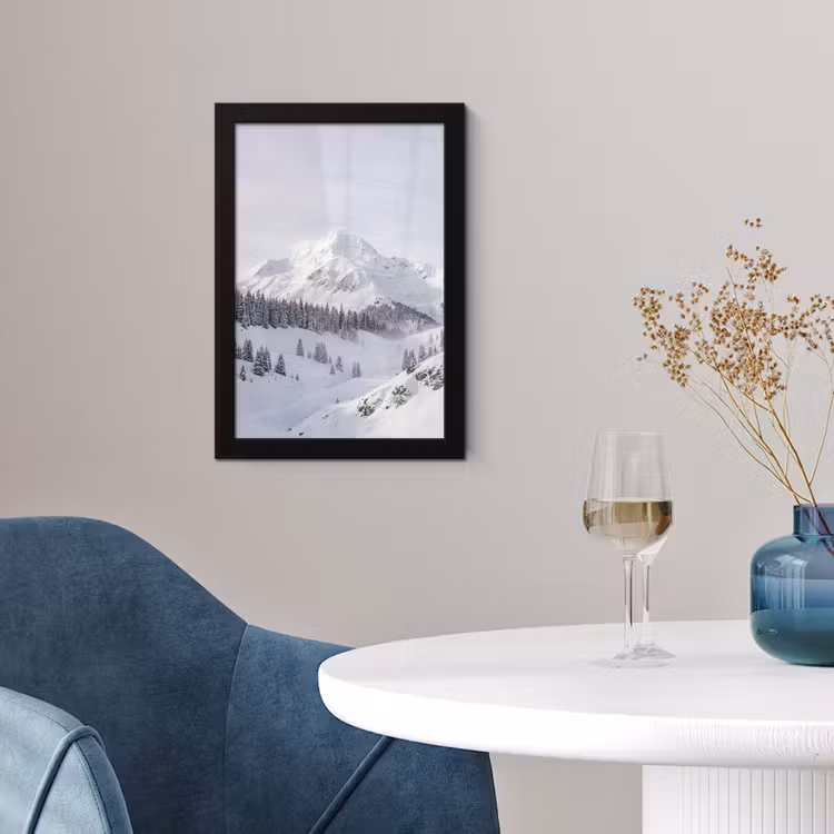 Berg - Sneeuw - Winter - Natuur - Wit fotolijst zwart zonder passe partout klein -sfeer4