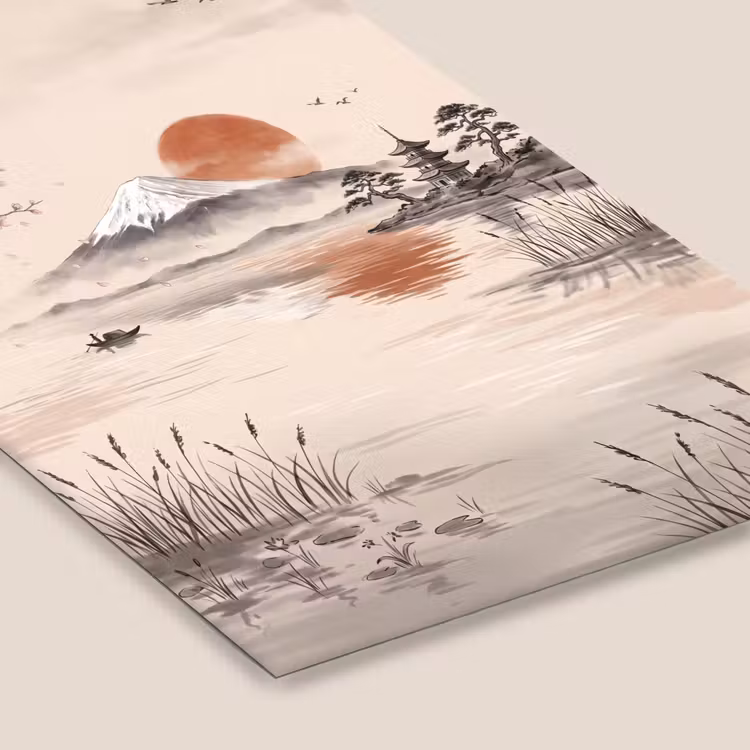 Bergtop - Meer - Bloesem fotolijst zwart zonder passe partout klein -zsfeer6