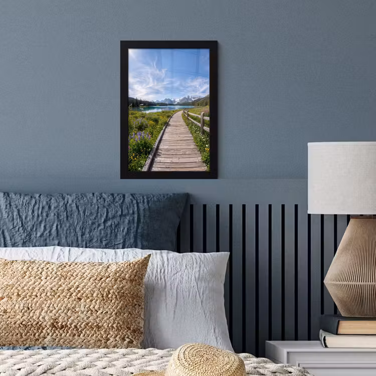 Bergen - Meer - Landschap - Blauw fotolijst zwart zonder passe partout klein -sfeer3