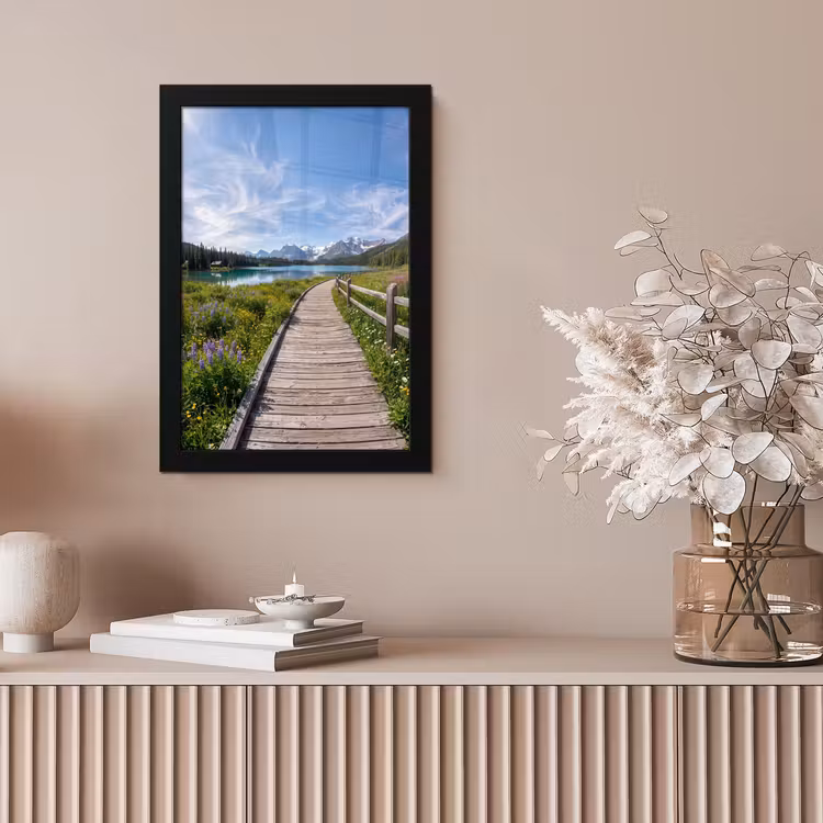Bergen - Meer - Landschap - Blauw fotolijst zwart zonder passe partout klein -sfeer5