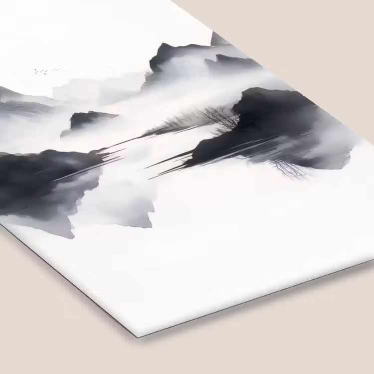 Bergen - Mistig - Water - Wit fotolijst zwart zonder passe partout klein -zsfeer6