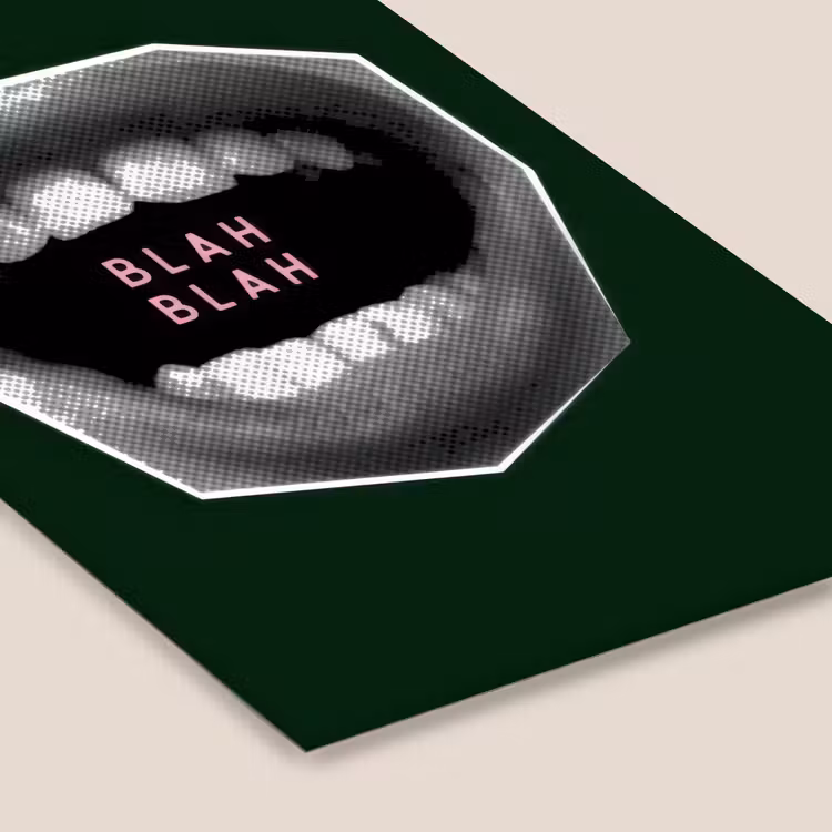 Mond - Groen - Illustratie - BLAH BLAH fotolijst zwart zonder passe partout klein -zsfeer6