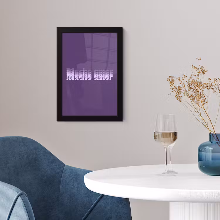 Mucho amor - Paars - Grafisch fotolijst zwart zonder passe partout klein -sfeer4