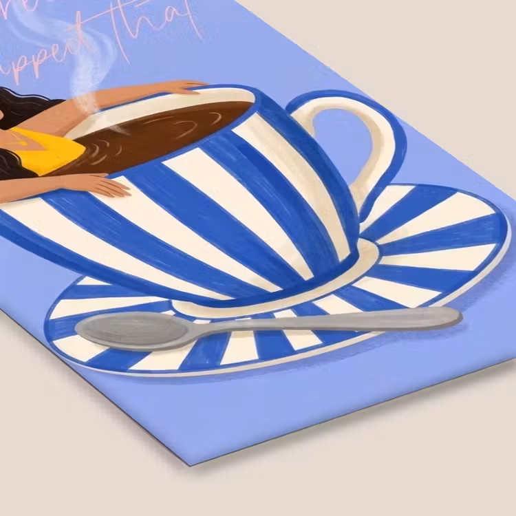 Mok - Koffie - Vrouw - Paars fotolijst zwart zonder passe partout klein -zsfeer6