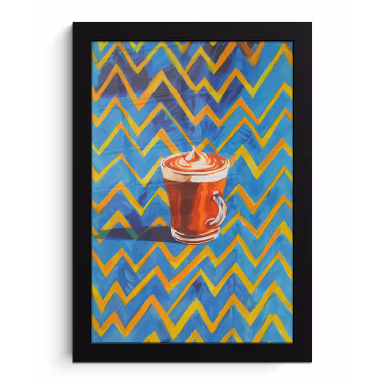 Mok - Koffie - Zigzag - Slagroom fotolijst zwart zonder passe partout klein -3d