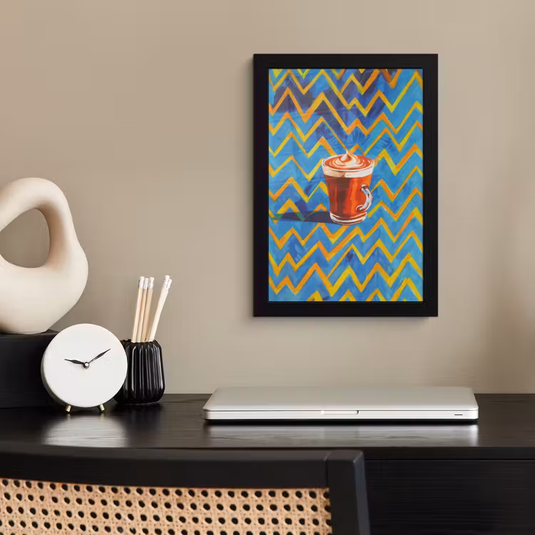 Mok - Koffie - Zigzag - Slagroom fotolijst zwart zonder passe partout klein -sfeer1
