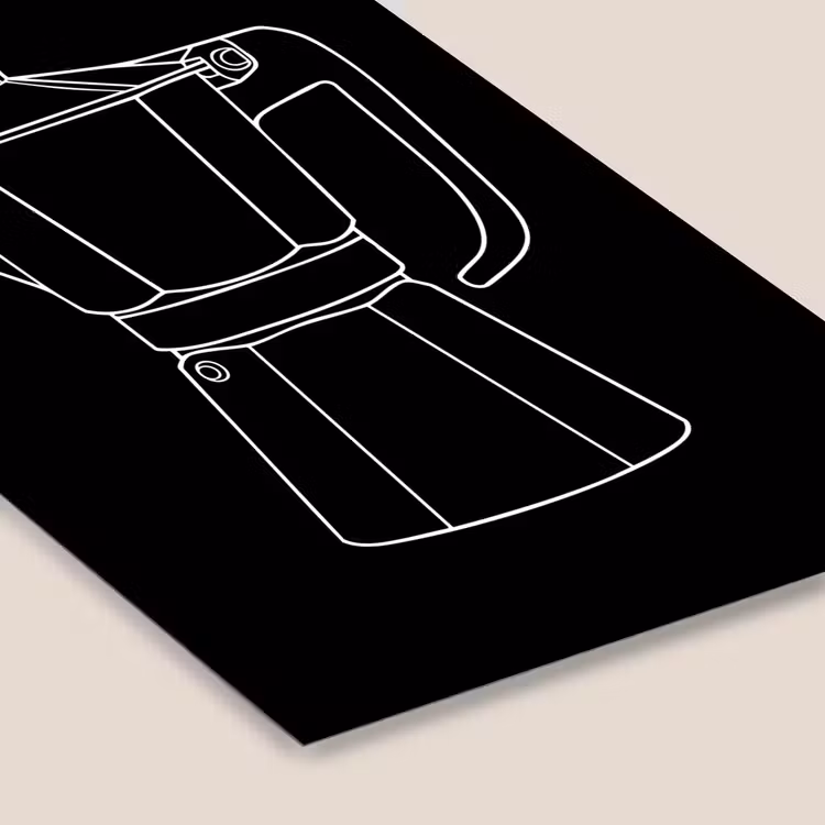 Mokkapot - Zwart - Wit - Lijntekening fotolijst zwart zonder passe partout klein -zsfeer6