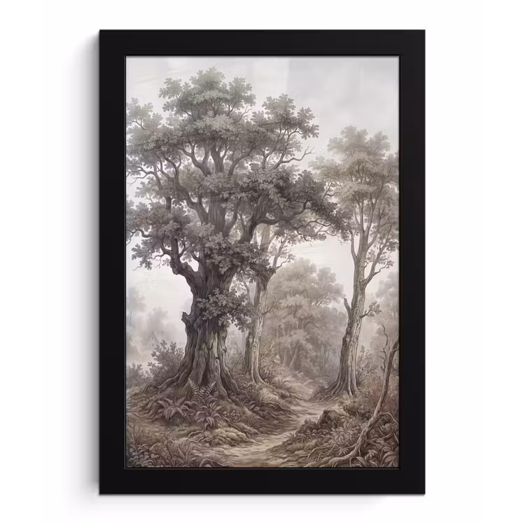 Natuur - Bos - Eik fotolijst zwart zonder passe partout klein -3d