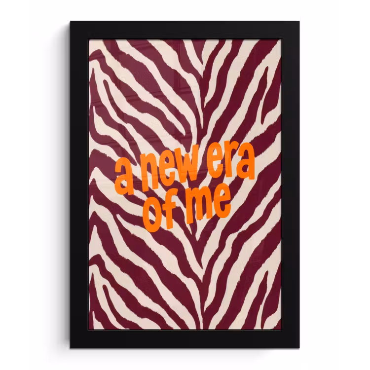 New era - Bordeaux - Zebraprint fotolijst zwart zonder passe partout klein -3d