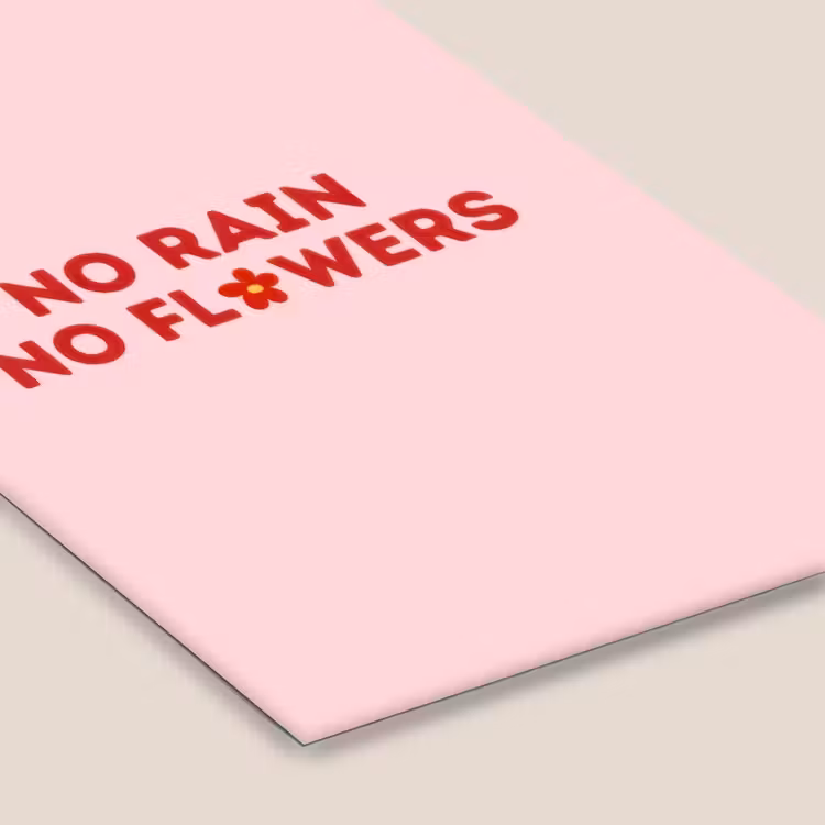No rain no flowers - Minimalistisch - Roze - Bloem fotolijst zwart zonder passe partout klein -zsfeer6
