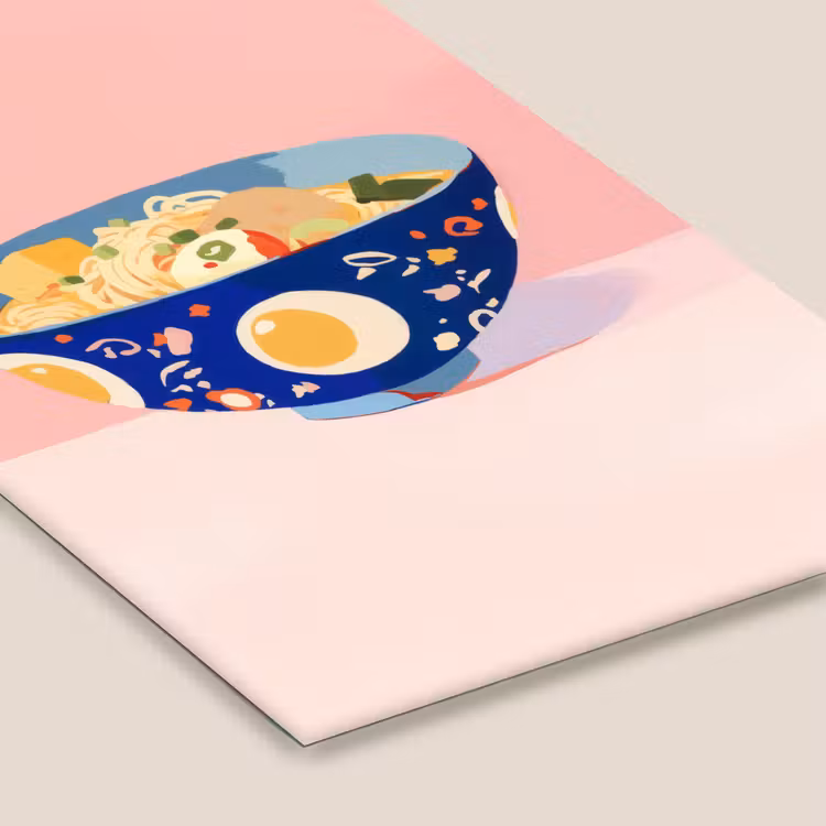 Noodles - Kom - Blauw - Illustratie fotolijst zwart zonder passe partout klein -zsfeer6