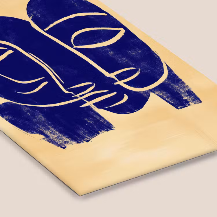 Okergeel - Blauw - Eenvoudige lijnen fotolijst zwart zonder passe partout klein -zsfeer6