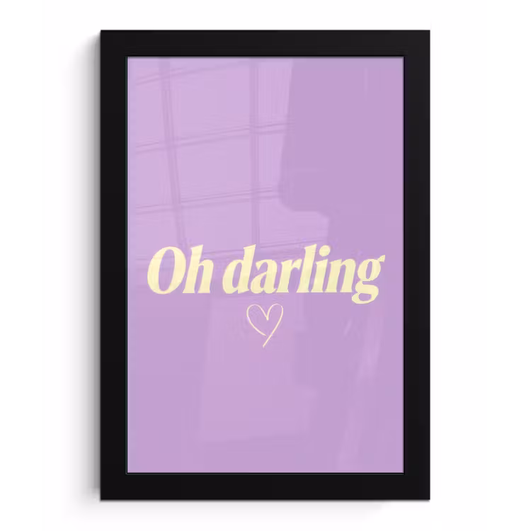 Oh darling - Hart - Paars fotolijst zwart zonder passe partout klein -3d