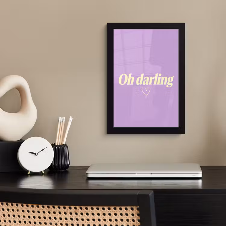 Oh darling - Hart - Paars fotolijst zwart zonder passe partout klein -sfeer1