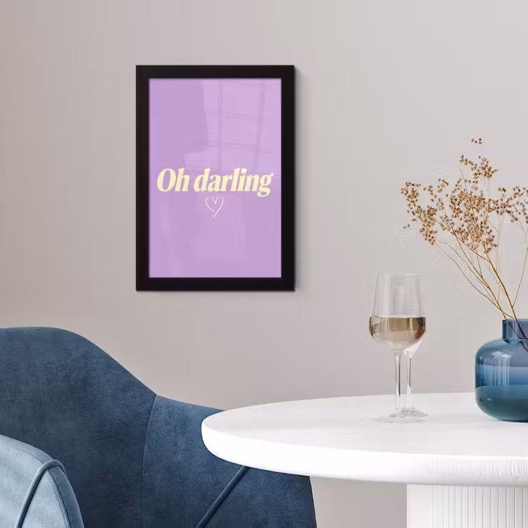 Oh darling - Hart - Paars fotolijst zwart zonder passe partout klein -sfeer4